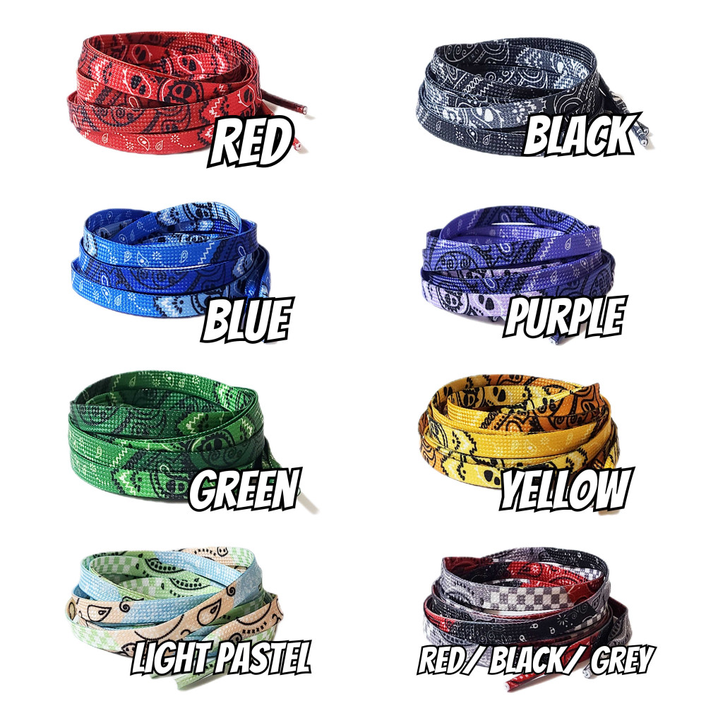 Patchwork Paisley Bandana Flat Laces-8 Colours