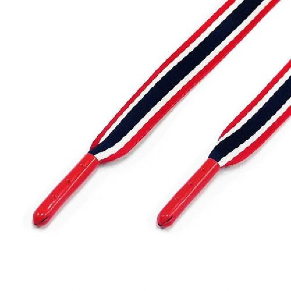 Flat Laces ( Red / Navy / White Stripe )