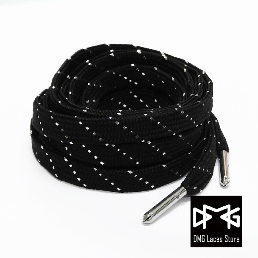 Black Luxury Leather Laces - Silver Plated